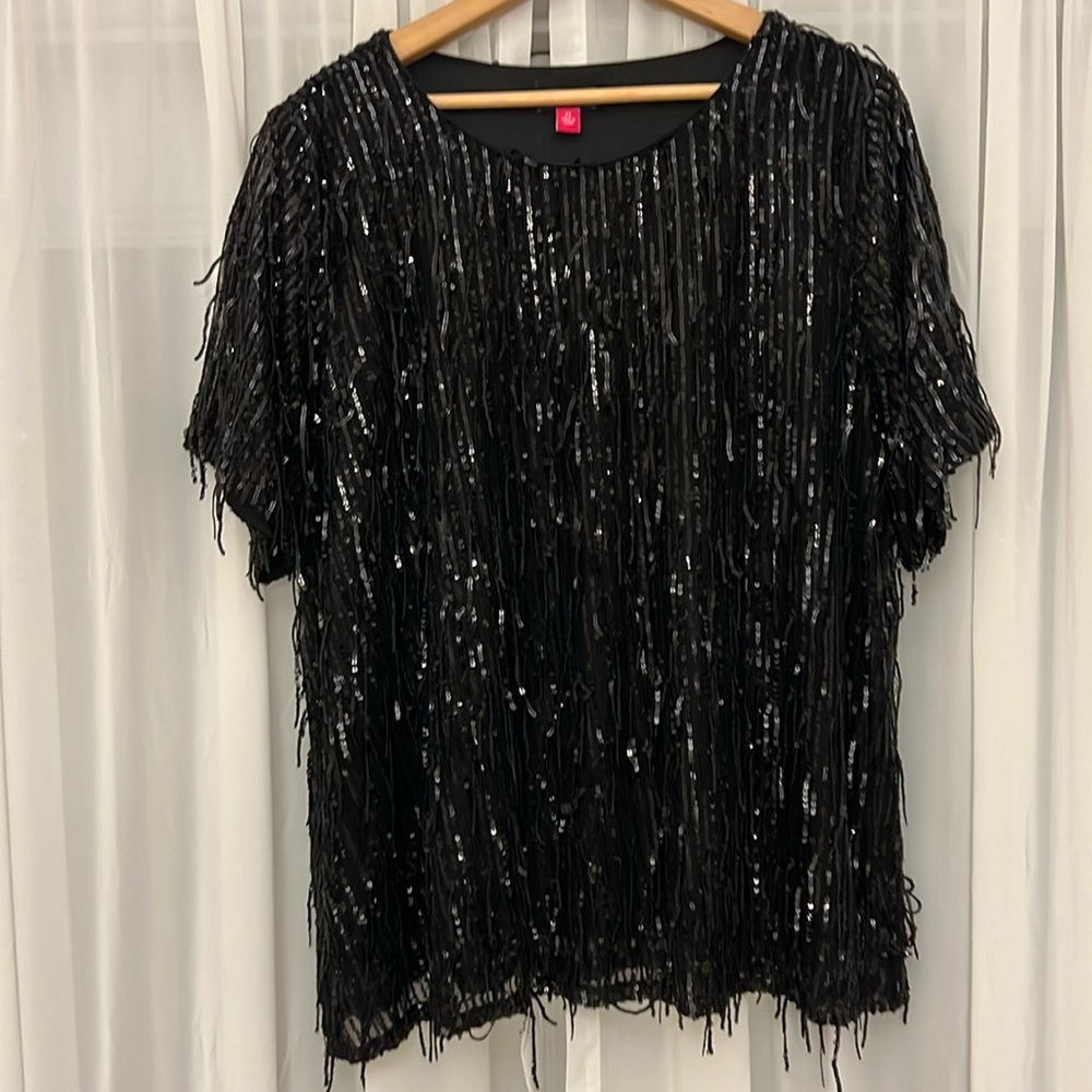 Vince Camuto Black Sequin Blouse